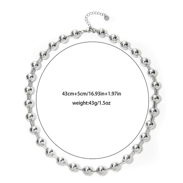 Women's Fashion Geometric Stainless Steel Gold Bead Ball Chain Necklace With Electroplating