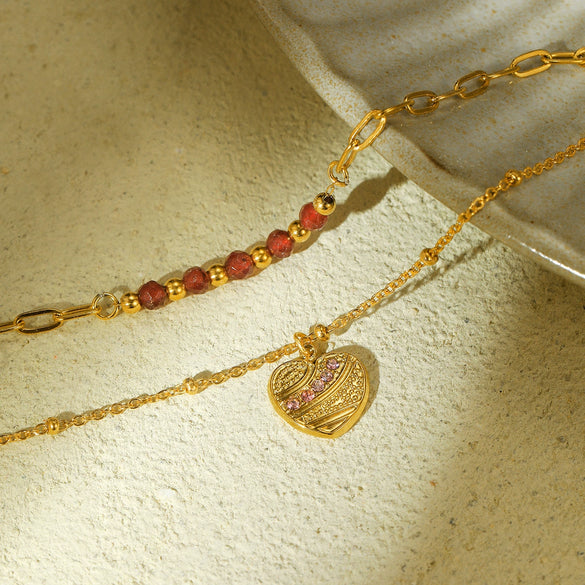 Women's Fashion Geometric Stainless Steel 18K Electroplated Natural Stone Love Diamond Bracelet