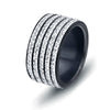 Women's Fashion Geometric Stainless Steel Ring With Diamond Accent Simple Five Row Band Design
