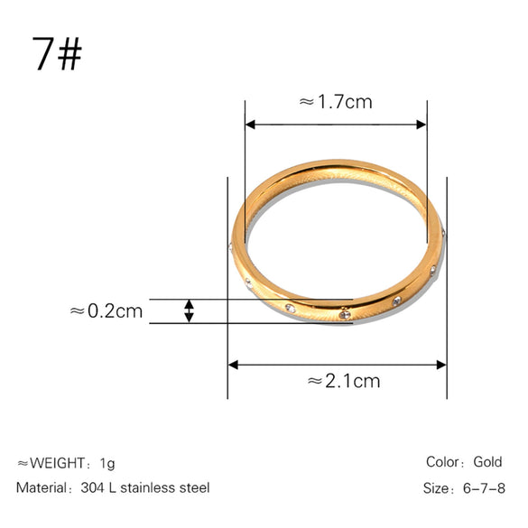 Women's Fashion Geometric Titanium Steel Ring Set With Diamonds