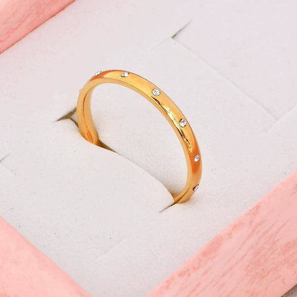 Women's Fashion Geometric Titanium Steel Ring Set With Diamonds
