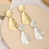 Women's Fashion Geometric Water Drop Clipon Long Statement Earrings With Bold Metal Design