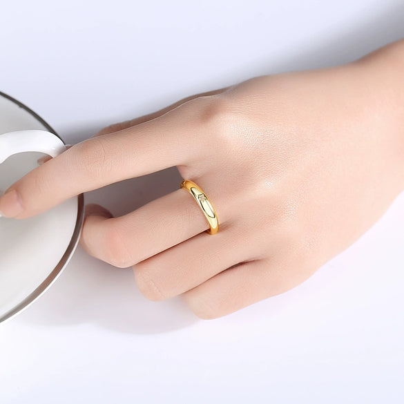 Women's Fashion Geometric Zircon Copper Ring With Adjustable Open Band Design Simple Everyday Jewelry