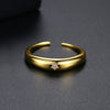 Women's Fashion Geometric Zircon Copper Ring With Adjustable Open Band Design Simple Everyday Jewelry