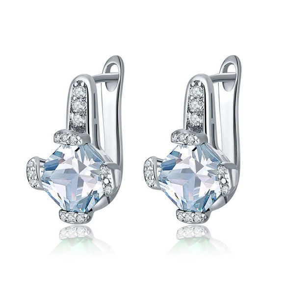 Women's Fashion Geometric Zircon Earrings In Environmental Protection Copper Simple Elegant Jewelry