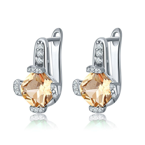 Women's Fashion Geometric Zircon Earrings In Environmental Protection Copper Simple Elegant Jewelry