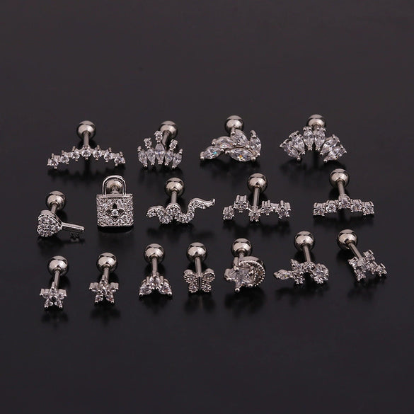 Women's Fashion Geometric Zircon Inlaid Metal Ear Jewelry
