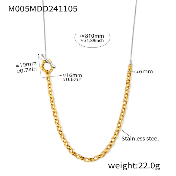 Women's Fashion Handmade 316L Stainless Steel Geometric Pattern Woolen Chain Necklace With Ot Buckle For Autumn And Winter