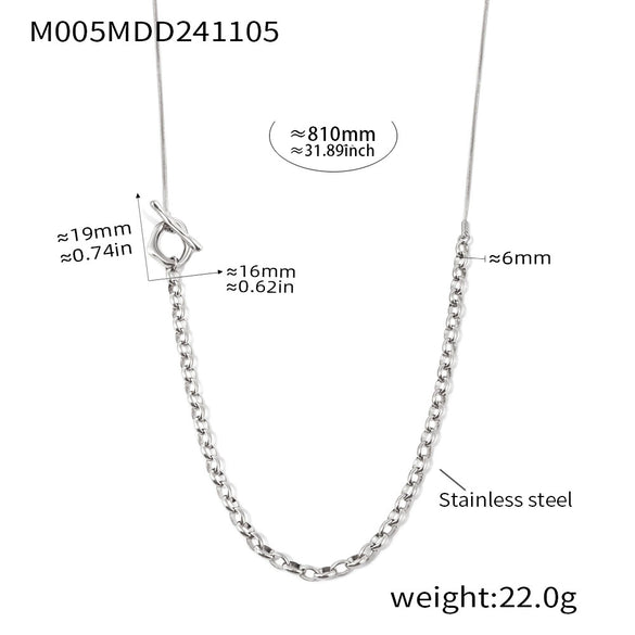 Women's Fashion Handmade 316L Stainless Steel Geometric Pattern Woolen Chain Necklace With Ot Buckle For Autumn And Winter