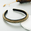 Women's Fashion Headband Rhinestone Diamond Gold Velvet Baroque Geometric Style