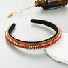 Women's Fashion Headband Rhinestone Diamond Gold Velvet Baroque Geometric Style