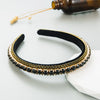 Women's Fashion Headband Rhinestone Diamond Gold Velvet Baroque Geometric Style