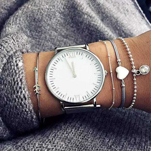 Women's Fashion Heart And Arrow Iron Bracelet Set With Gold Plated Artificial Gemstone And Semi Precious Stone Accents
