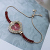 Women's Fashion Heartshaped Alloy Bracelet Watch With Diamondencrusted And Printed Logo