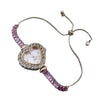 Women's Fashion Heartshaped Alloy Bracelet Watch With Diamondencrusted And Printed Logo
