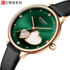 Women's Fashion Heartshaped Rhinestone Metal Case Imitation Leather Strap Waterproof Quartz Belt Watch