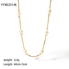 Women's Fashion High End Light Luxury Niche Stainless Steel Clavicle Chain Necklace With 18K Gold Pvdp Furnace Real Gold Treatment And Natural Freshwater Pearl And Geometric Design