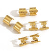 Women's Fashion Highend Geometric Cshaped Stainless Steel Earrings With Flower Pattern 18K Goldplated
