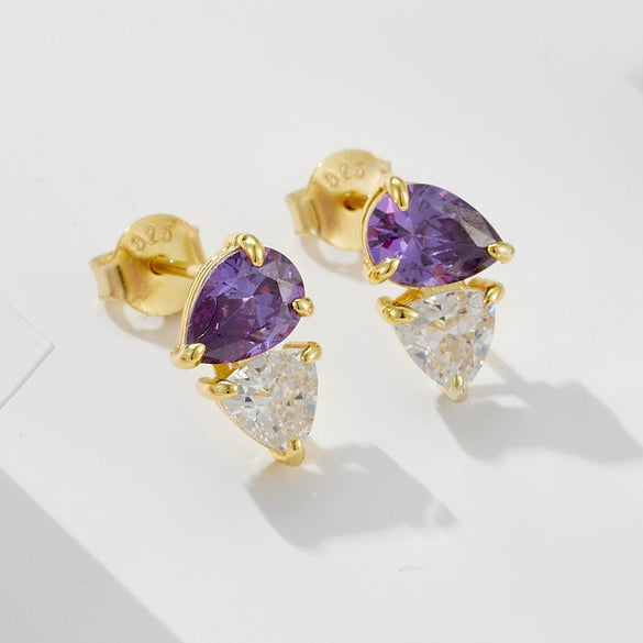Women's Fashion Highend Light Luxury S925 Sterling Silver Pearshaped Water Drop Zircon Earrings With Diamond Design And Geometric Style
