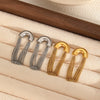Women's Fashion Highend Tassel Chain Earrings Stainless Steel Ushaped Geometric 18K Goldplated