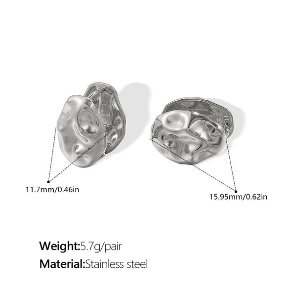 Women's Fashion Irregular Hammered 316L Stainless Steel Earrings With Electroplating