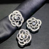 Women's Fashion Jewelry Copper Ring And Earrings With Camellia Pattern And Zirconia Design