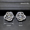 Women's Fashion Jewelry Copper Ring And Earrings With Camellia Pattern And Zirconia Design