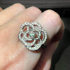 Women's Fashion Jewelry Copper Ring And Earrings With Camellia Pattern And Zirconia Design