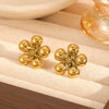 Women's Fashion Jewelry Set Stainless Steel And Titanium Steel With Flower Pattern And Gold Plated Treatment Earrings Necklace Pendant