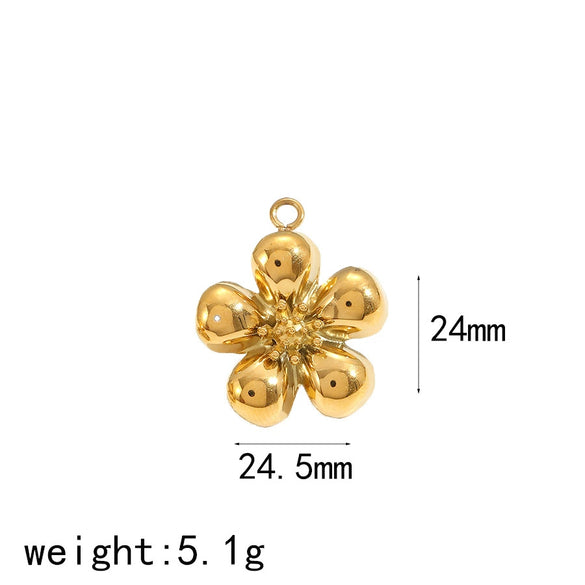 Women's Fashion Jewelry Set Stainless Steel And Titanium Steel With Flower Pattern And Gold Plated Treatment Earrings Necklace Pendant