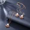 Women's Fashion Jewelry Set With Zircon Pearl Flower Pendant And Rose Gold Plated Environmental Protection Copper Ochain And Diamond Design