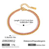Women's Fashion Jewelry Stainless Steel Geometric Pink Zirconium Bracelet With 18K Gold Electroplating Claw Chain Design