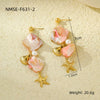 Women's Fashion Jewelry Stainless Steel Geometric Style Shell Clavicle Chain Starfish Coral Set With Electroplating Necklace Earrings Bracelet