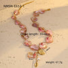 Women's Fashion Jewelry Stainless Steel Geometric Style Shell Clavicle Chain Starfish Coral Set With Electroplating Necklace Earrings Bracelet