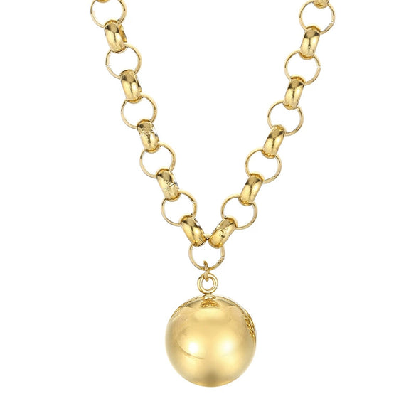 Women's Fashion Jewelry Twopiece Set With Titanium Steel And Pearl Chain And Large Ball Design