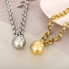 Women's Fashion Jewelry Twopiece Set With Titanium Steel And Pearl Chain And Large Ball Design