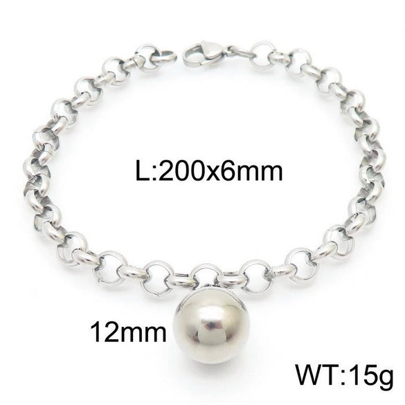 Women's Fashion Jewelry Twopiece Set With Titanium Steel And Pearl Chain And Large Ball Design