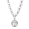 Women's Fashion Jewelry Twopiece Set With Titanium Steel And Pearl Chain And Large Ball Design