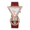 Women's Fashion Leather Watch With Inverted Triangle Diamond Set And Alloy Case
