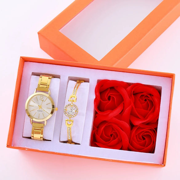 Women's Fashion Leisure Bracelet Watch With Alloy Strap And Round Dial Ordinary Glass Mirror Stainless Steel Buckle