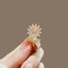 Women's Fashion Light Luxury Alloy Imitation Pearl Flower Bow Hollow Brooch Electroplated Suit Accessories