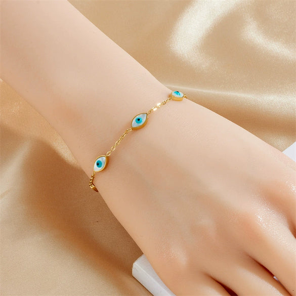 Women's Fashion Light Luxury Bracelet Titanium Steel Heart Butterfly Devil's Eye Geometric Electroplated