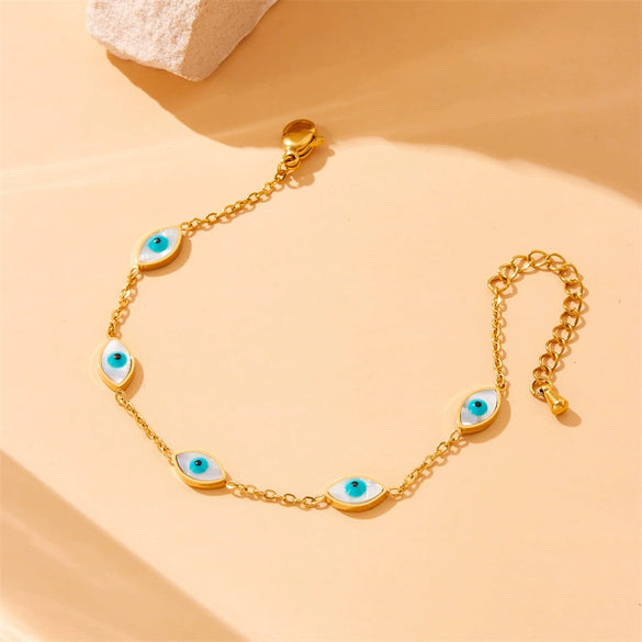 Women's Fashion Light Luxury Bracelet Titanium Steel Heart Butterfly Devil's Eye Geometric Electroplated