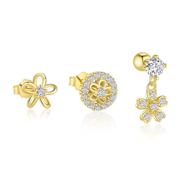 Women's Fashion Light Luxury S925 Sterling Silver Micropaved Flower Earrings