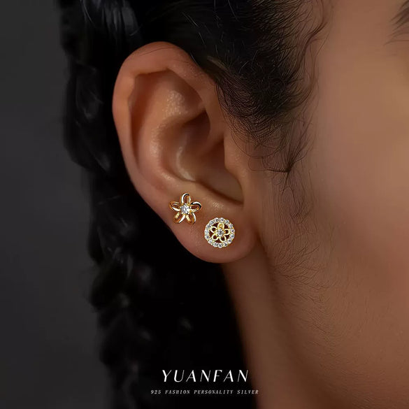 Women's Fashion Light Luxury S925 Sterling Silver Micropaved Flower Earrings