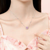 Women's Fashion Light Luxury Silver Round Star Dot Necklace With Pink Zircon And Cross Chain Geometric Design