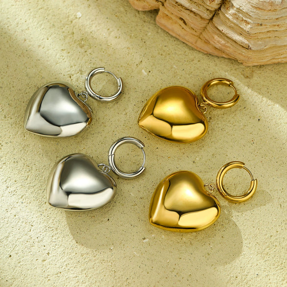Women's Fashion Light Luxury Simple Allmatch Titanium Steel Heart Shape Electroplated Earrings