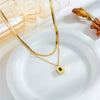 Women's Fashion Light Luxury Simple Stainless Steel Emerald Transparent Square Gemstone Pendant Snake Bone Chain Multilayer Versatile Necklace With Electroplating