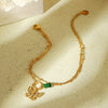 Women's Fashion Light Luxury Stainless Steel Beaded Butterfly Natural Stone Bracelet With Electroplating