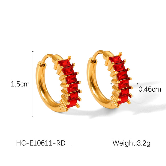 Women's Fashion Light Luxury Stainless Steel Gold Plated Earrings With Geometric Design Inlaid Zircon
